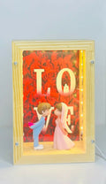 3D Romantic Couple Figurine Shadow Box with LED Lights and photoframe